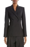 Alaïa Herringbone Wool Gabardine Blazer In Noir Alaia