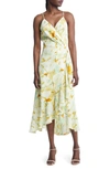 Chelsea28 Faux Wrap Floral Midi Dress In Ivory Papyrus Palmetto