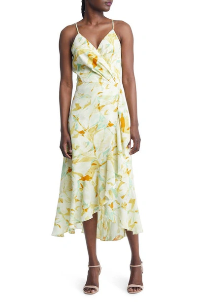 Chelsea28 Faux Wrap Floral Midi Dress In Ivory Papyrus Palmetto