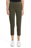 Theory Treeca Good Linen Cropped Pull-on Ankle Pants In Dark Olive