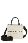 Givenchy G-tote Mini Leather-trimmed Printed Cotton-canvas Tote In Nude & Neutrals