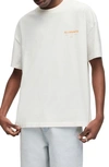 Allsaints Underground Oversize Graphic Tee In Ashen White/ Orange