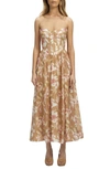 Bardot Lola Corset Midi Dress In Pink Haze