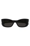 Saint Laurent Logo Injection Plastic Cat-eye Sunglasses In Black