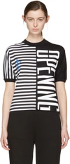 OPENING CEREMONY Black Striped Stretch Logo T-Shirt