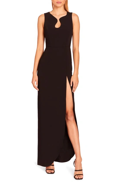 Amanda Uprichard Puzzle Side Slit Gown In Black