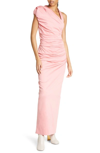 Sir Giacomo Asymmetric Gathered Gown In Pink