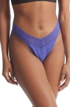 Hanky Panky Original-rise Organic Cotton Lace-trim Thong In Folk Song