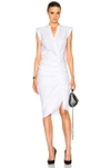 Veronica Beard Sleeveless Ruched Poplin Shirtdress In White