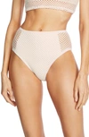 Robin Piccone Pua Mesh High Waist Bikini Bottom In Ecru