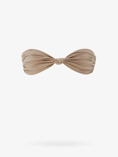 Saint Laurent Knot-detail Bikini Top In Grey