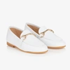 CHILDREN'S CLASSICS BOYS WHITE LEATHER LOAFERS