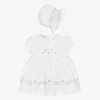 BEATRICE & GEORGE GIRLS WHITE COTTON EMBROIDERED DRESS SET