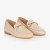 CHILDREN'S CLASSICS BOYS BEIGE LEATHER LOAFERS