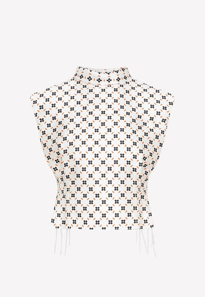 Lanvin Cropped Floral Top In White