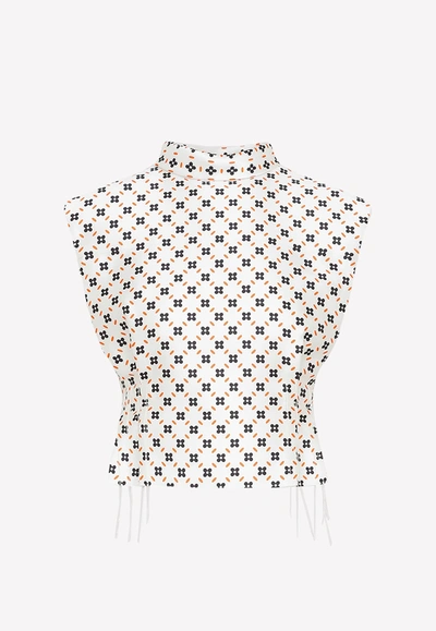 LANVIN CROPPED FLORAL TOP,RWTO03055683E23-002 CHALK