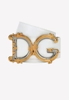 Dolce & Gabbana Belt With Dg Logo Buckle - Bianco In White