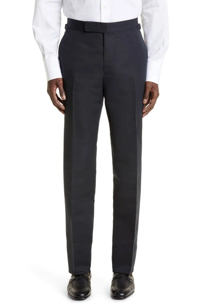 Tom Ford Shelton Cotton & Silk Poplin Tuxedo Pants In Black