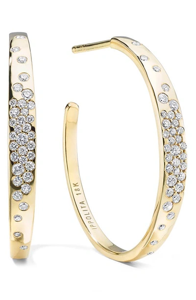 Ippolita 18k Yellow Gold Stardurst Small Crinkle Hoop Earrings With Diamonds