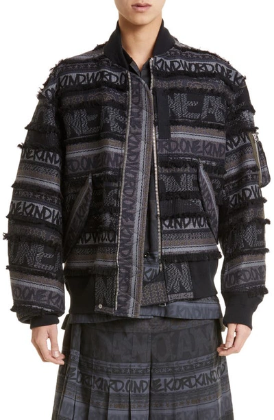Sacai Black Eric Haze Edition Jacquard Bomber Jacket | ModeSens