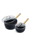 GREENPAN RESERVE BLACK 4-PIECE HARD ANODIZED ALUMINUM CERAMIC NONSTICK PAN SET