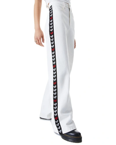 Alice And Olivia Embroidered High-rise Wide-leg Jeans In Nocolor