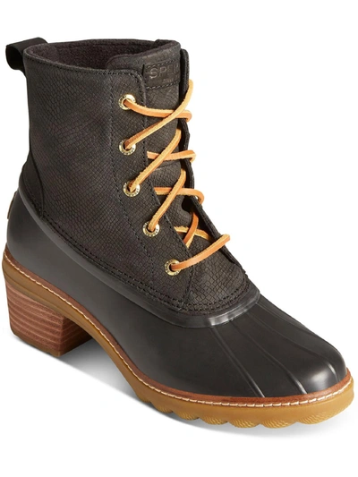 Sperry Saltwater Womens Leather Round Toe Mid-calf Boots In Grey