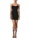 Alice And Olivia Siriana Lace-up Ruched Stretch-jersey Mini Dress In Black