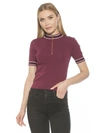 Alexia Admor Phoebe Short Sleeve Turtle Neck Sweater In Red