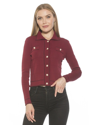 Alexia Admor Dani Imitation Pearl Button Front Sweater Top In Red