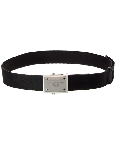 Dolce & Gabbana Tape Belt With Branded Tag In Black