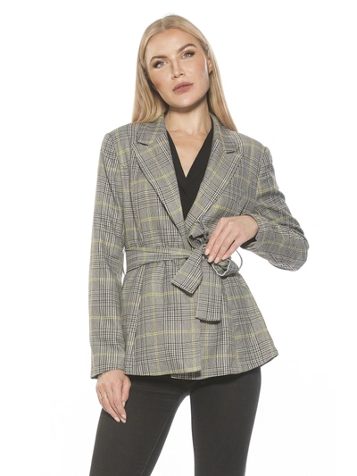 Alexia Admor Olya Plaid Belted Blazer In Grey