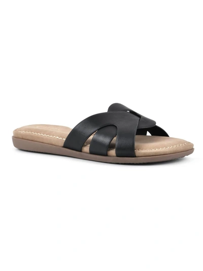 Cliffs By White Mountain Fortunate Womens Arch Support Slip On Slide Sandals In Black Burnished Smooth