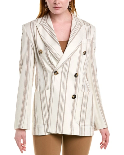 Max Mara Alloro Linen-blend Jacket In White