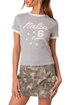 Edikted Kyle Athletic Ringer Cotton Graphic T-shirt In Gray-melange