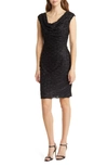 Connected Apparel Novelty Beaded Cocktail Dress In Black