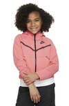 Nike Sportswear Tech Fleece Big Kids' (girls') Full-zip Hoodie In Sea Coral/ Black