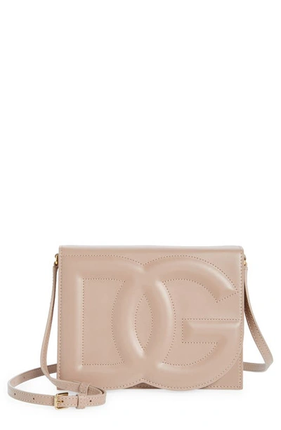 Dolce & Gabbana Dg Logo Flap Leather Shoulder Bag In Cipria