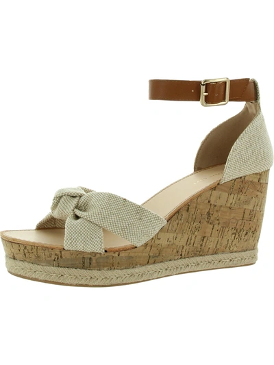 Madden Girl Colette Womens Open Toe Ankle Strap Wedge Heels In Beige