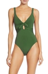 Robin Piccone Ava Plunge Underwire One-piece Swimsuit In Sage