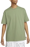 Nike Sportswear Premium Essentials Logo-embroidered Cotton-jersey T-shirt In Oil Green/oil Green