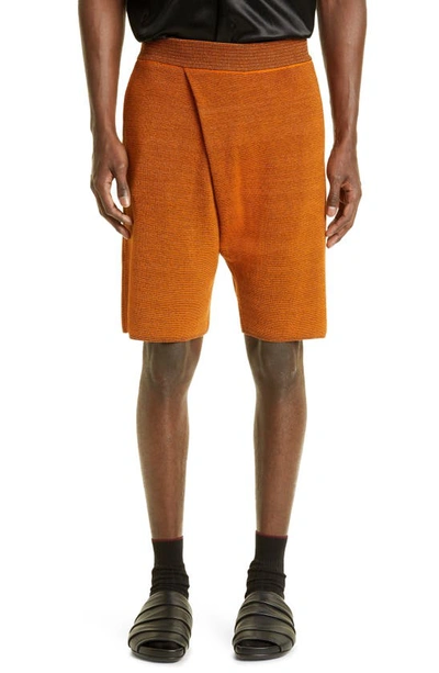 Bianca Saunders Orange Pleat Shorts In Orange/black/silver