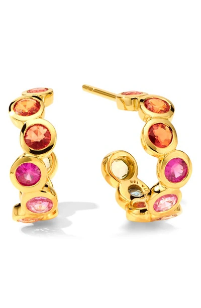 Ippolita 18kt Yellow Gold Starlet Sapphire Hoop Earrings In Sapphire Rainbow