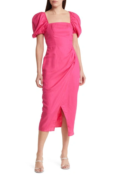 & Other Stories Gathered Puff Sleeve Dress In Pink