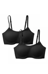 Eby 2-pack Adjustable Support Bralettes In Black