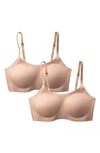 Eby 2-pack Adjustable Support Bralettes In Nude