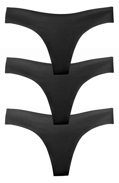 Eby Assorted 3-pack Thongs In Black