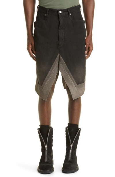 パンツ Rick Owens SLIVERED SKIRT リックオウエンス・ダークシャドウ - ミネラル デニム スリバー