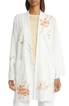 MISOOK FLORAL EMBROIDERED OPEN FRONT CARDIGAN