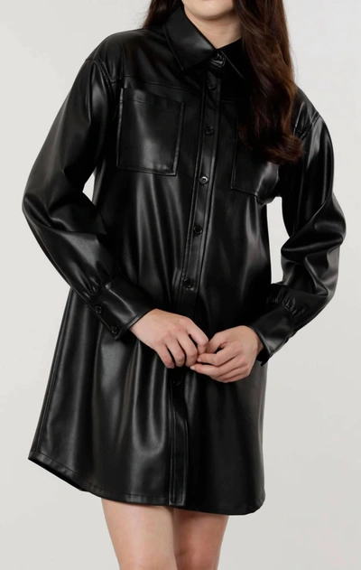 Dolce Cabo Vegan Leather Shirt Dress In Black